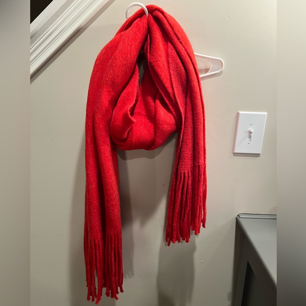 Anthropologie Bright Red Oversized Blanket Scarf
